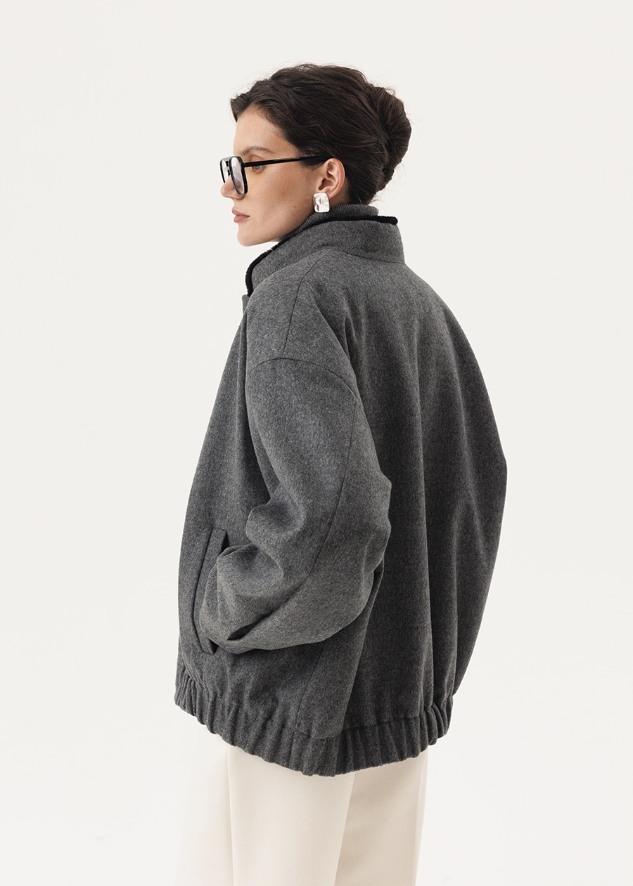 Кашемировый бомбер с подстежкой из стриженной норки