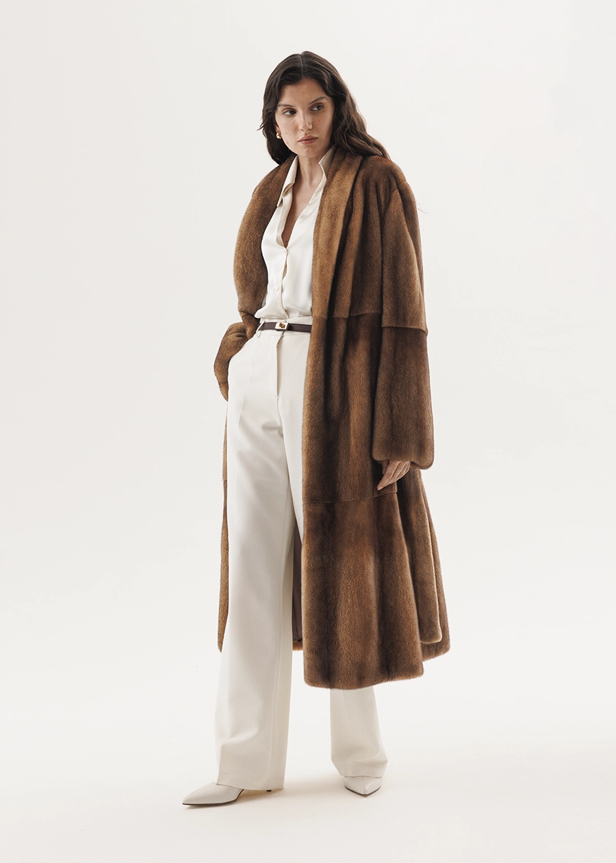 Золотисто-карамельная норковая шуба