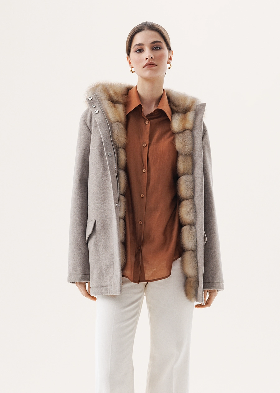 Кашемировая парка с подстежкой из меха куницы
