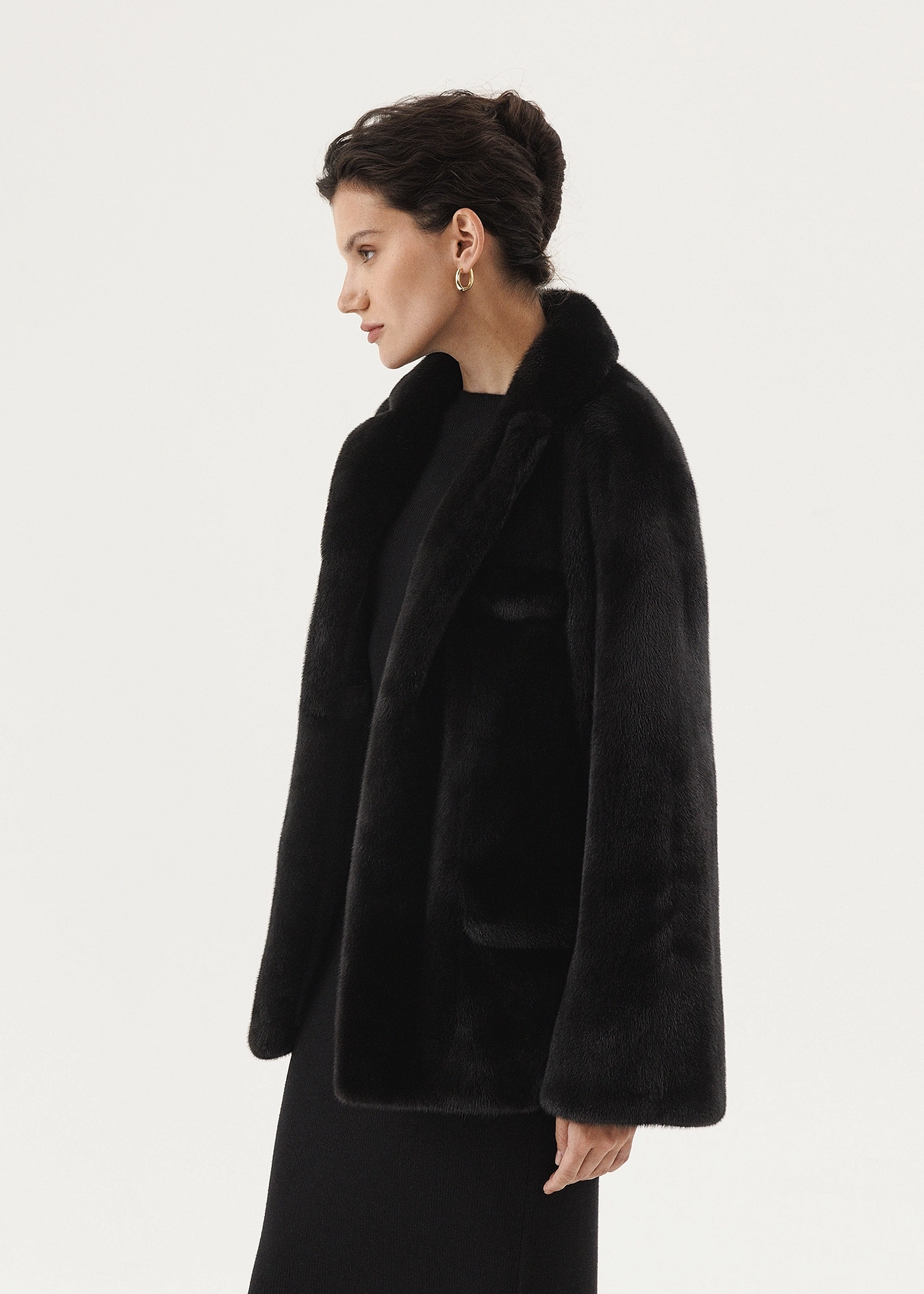 Норковый жакет с английским отложным воротником